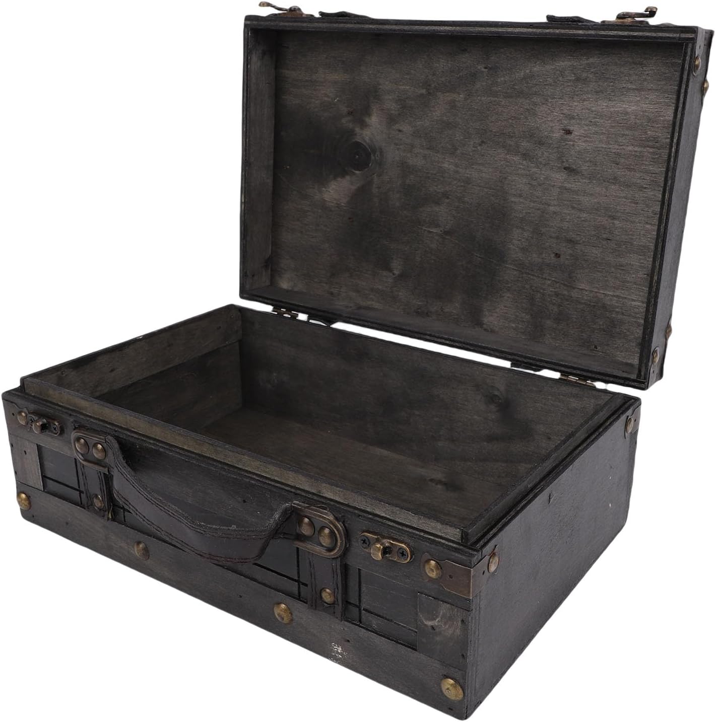 Wooden Chest Vintage Retro Storage Trunk for Home Decoration and Photography Props 30 X 19.5 X 12cm (1624B-01 Gray)