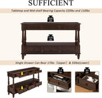 Knocbel Console Table with 6 Storage Drawers and Bottom Shelf, Vintage Sofa Table with Solid Wood Frame and Legs for Entryway Living Room, 54" W x 13.5" D x 32" H, Espresso