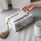 GENMOUS Faux Decorative Books Set for Home Decor, Stacked Wood Faux Books with Wood Bead for Living Room, White Decorative Books for Shelf Decor, Mantel Decor, Farmhouse Decor （Bless）