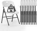 10 Pack Folding Chair, 800 Weight Limit Heavy Duty Plastic Folding Chair Portable Seating for Indoor Outdoor Events, Wedding, Party, Restaurant, Meeting Room White