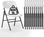 10 Pack Folding Chair, 800 Weight Limit Heavy Duty Plastic Folding Chair Portable Seating for Indoor Outdoor Events, Wedding, Party, Restaurant, Meeting Room White