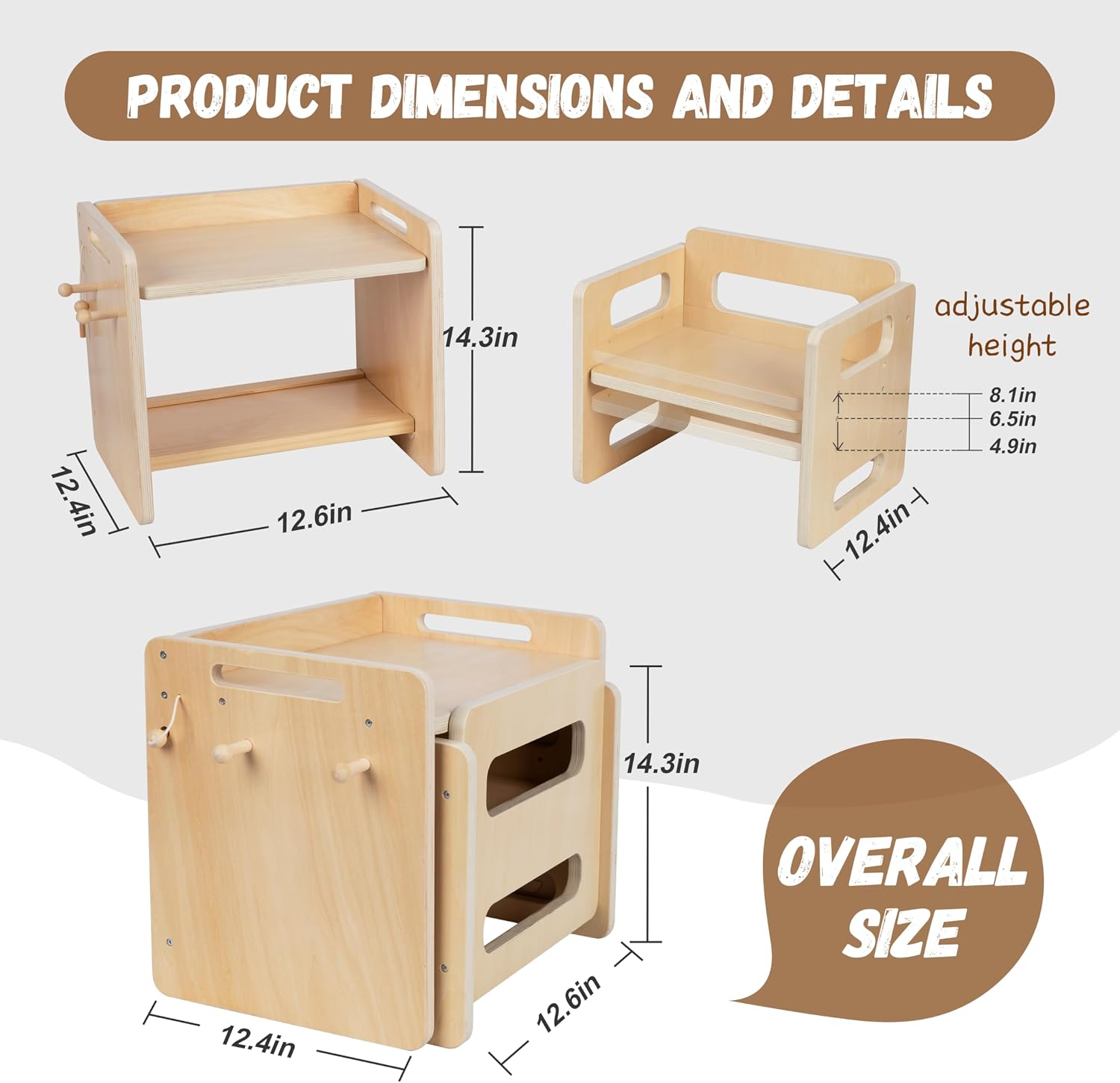 bpmfkid Montessori Weaning Table and Chair Set - Adjustable Design for Toddlers, Ideal for Mealtime, Learning, and Play