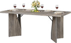 GarveeHome 70.9'' Rectangular Dining Table for 6-8, Wooden Thickened Long Desk, Farmhouse Kichen Table with Sturdy Frame and M-Shaped Legs, for Dining Room, Kitchen, Living Room, Office, Retro Brown