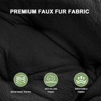 Grezone Cozy Saucer Chairs Faux Fur Living Room Reading Lounge with Soft Thick Padded Seat Metal Frame Modern Style for Bedroom Home,Black