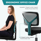 OLIXIS Armless Office Chair, Ergonomic Desk Chair with Wheels, Mesh Back, Removable Washable Foam Cushion, Height Adjustable Rolling Swivel Chairs for Small Space, Home, Office, Black