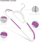 60 Pack Heavy Duty Plastic Hangers, Non Slip Clothes Hangers with Rubber Pads and 360° Hook - Thin Space Saving Hanger, Closet Organizer for Shirt, Pants, Suit, Skirt,Coat - Purple