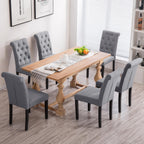 Dining Chairs Set of 2 Upholstered Dining Room Chairs Fabric Tufted Kitchen Chairs with Wood Legs High Back Dining Chair Mid Century Modern Chair for Dining Room,Kitchen,Living Room (Gray)