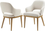 MALOL Wooden Dining Chairs Set of 2, Modern Fabric Upholstered Dining Room Chair, Kitchen Side Chairs, Farmhouse Dinner Chair with Open Back for Kitchen, Beige