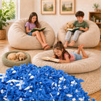 Bean Bag Filler, 6lbs Shredded Memory Foam Filling, Memory Foam Pillow Stuffing for Bean Bag Refill, Couch, Cushion, Stuffed Animals, Dog Bed, Arts Crafts,Blue and White
