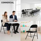 SEALAMB 16 Pack Folding Chairs with Cushion Seat, Heavy Duty Metal Frame Portable Stackable Chairs for Wedding Party Office School Church Events, Indoor Outdoor Use, 350 lb Capacity, Black