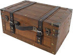 Vintage Distressed Wooden Chest Storage Trunk Handbag for Clothes Toys Photo Prop (Large)