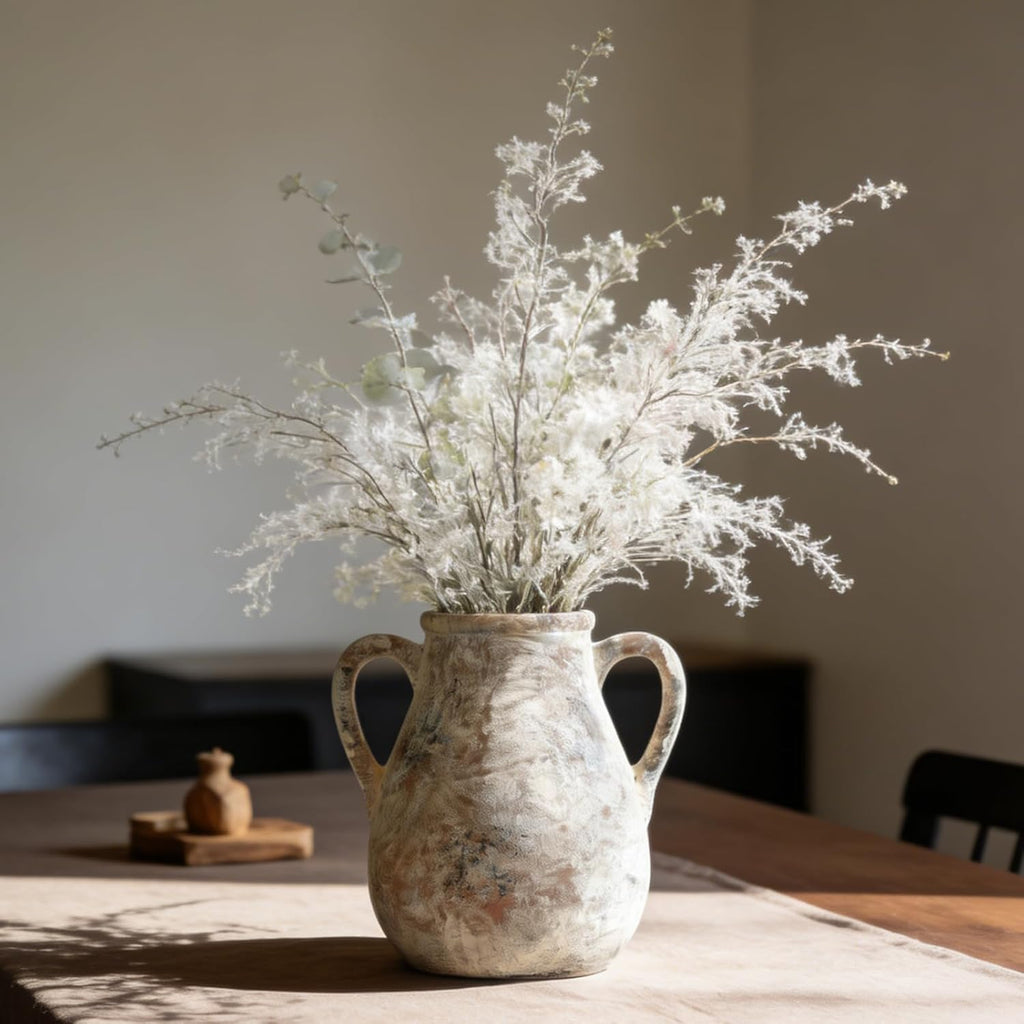MILÖNGA Ceramic Vase Raw Terracotta Vase for Centerpieces,Modern Farmhouse Rustic Vintage Flower Vase for Pottery Barn Home Decor,Living Room,Kitchen Bedroom (Brown, 7.5 Inches)