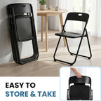10 Pack Black Plastic Folding Chairs, Indoor Outdoor Portable Stackable Commercial Seats with Steel Frame for Home Office Wedding Party Events Kitchen Dining, 350lb Capacity