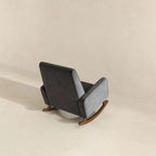 Premium Demetrius Light Grey Fabric Solid Wood Rocking Chair for Livin,A4 | Solid wood frame with high-density foam, stain-resistant fabric, supports 300lbs, versatile for nursery, living room, be