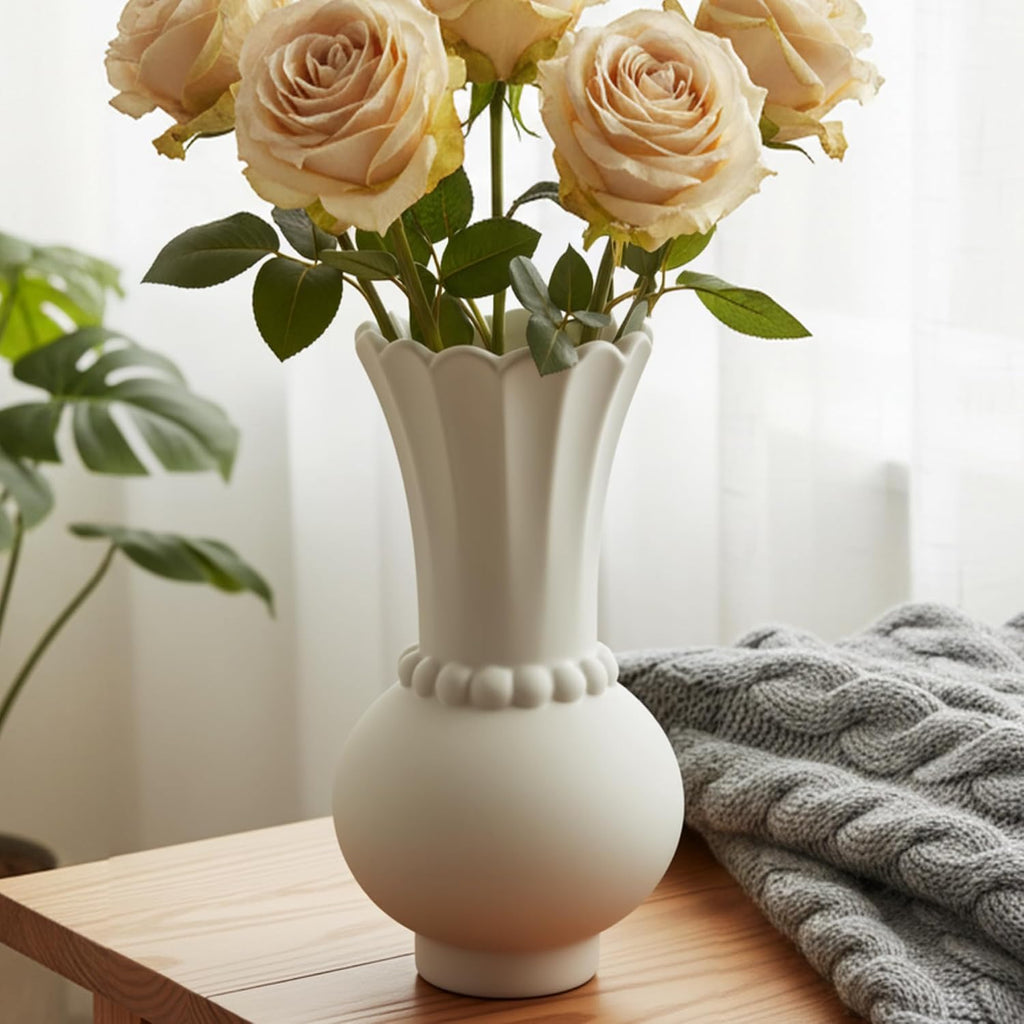Modern Ceramic Vase - Grey, Perfect for Pampas Grass, Dried Flowers, Centerpieces