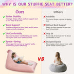 Jorbest Stuffed Animals Storage Bean Bag Chair for Kids and Adults, Luxury Velvet Stuffed Animals Bean Bag Storage, Cover Only(Sweet Pink 200 L/52 Gal)