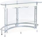 Coaster Home Furnishings Amarillo Glass Top Freestanding Home Bar Cabinet, Modern Liquor Cabinet with 2 Shelves and Wine Glass Rack, White