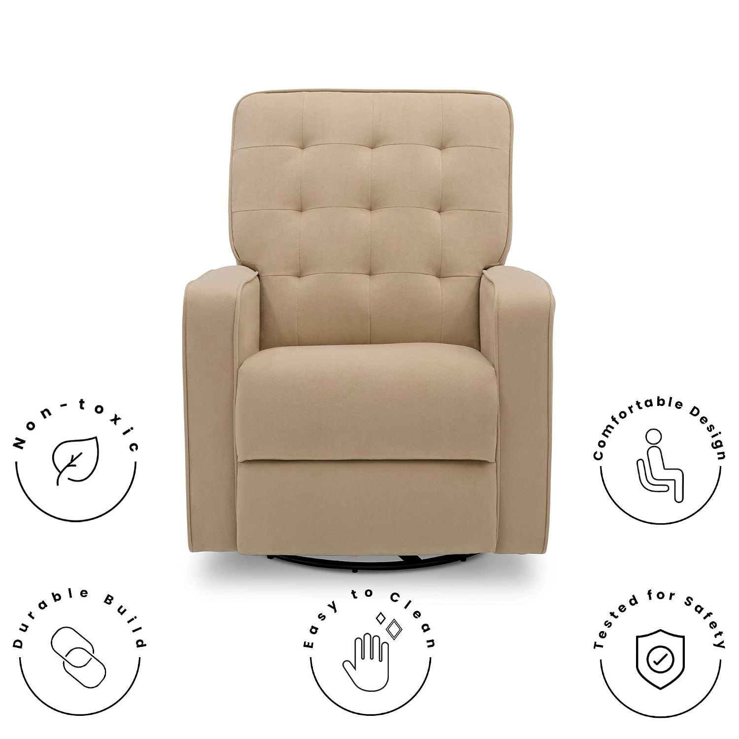 Delta Children Gavin Recliner Glider Swivel Chair Featuring LiveSmart Fabric by Culp - Stain-Resistant, Repels Moisture, Kid & Pet-Friendly Fabric, Sisal