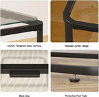 Garden 4 you Glass Side Table, Rectangle End Table with Metal Frame, Modern Bedside Table for Office, Bedroom, Living Room, Study, Small Spaces, Easy Assembly, 15.75 * 11.81 * 20.87 Inches, Black