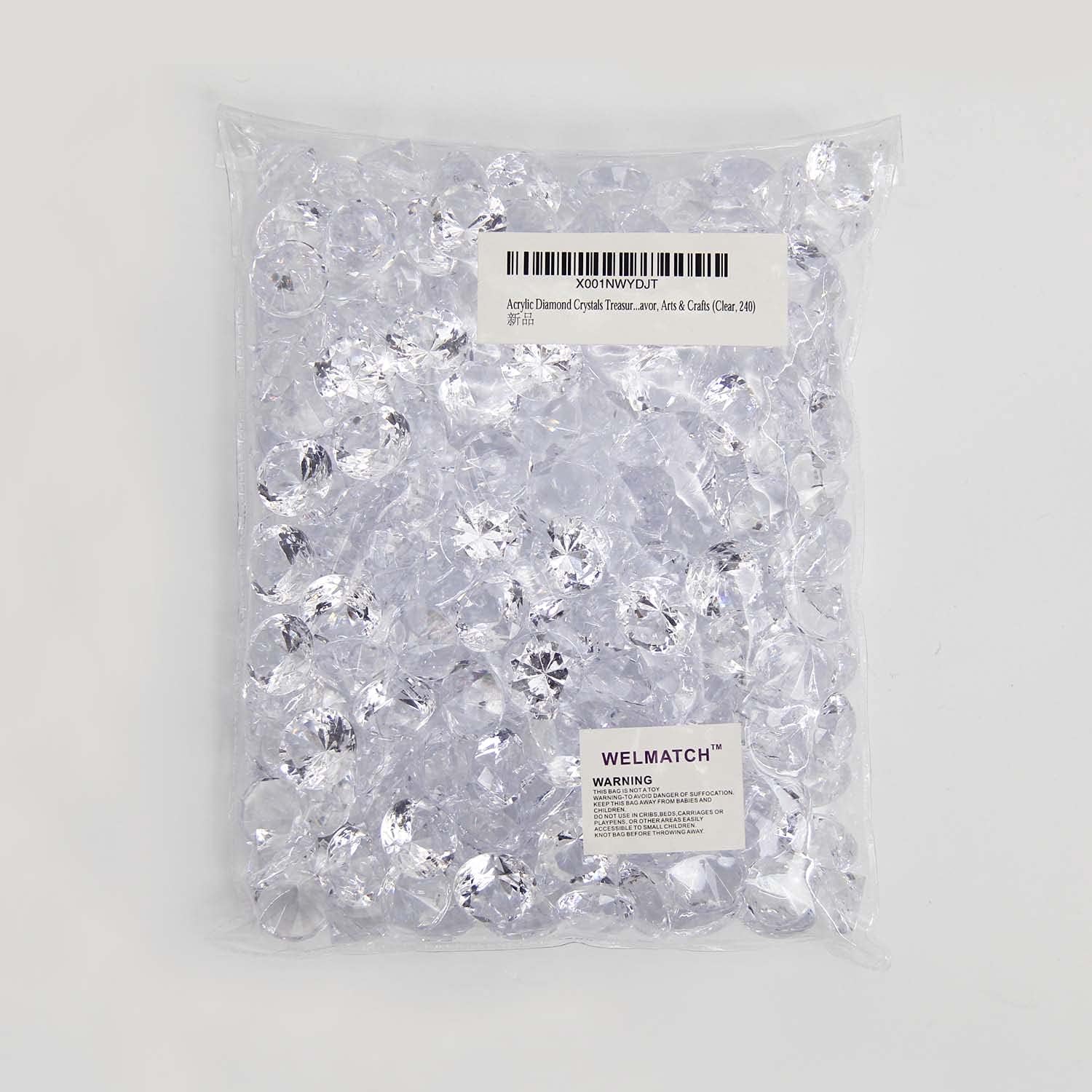 WELMATCH Clear Acrylic Diamond Vase Fillers 2 Pounds - 500 pcs 3/4 Inch Wedding Party Event Banquet Birthday Decoration Crystals Gem Table Scatters (Clear 500 pcs)