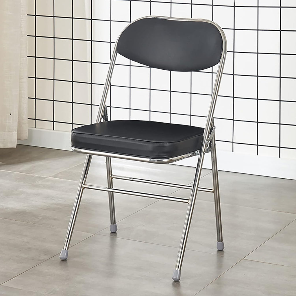 Folding Conference Chair with Faux Leather Cushion Backrest Comfortable and Durable Red Plating(Black Plating)