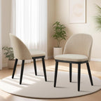Garvee Wooden Dining Chairs Set of 6, Upholstered Kitchen Dining Room Chair, Modern Linen Fabric Farmhouse Dinner Chair with Leveling Feet/High Backrest Support for Dining Room, Living Room,Beige