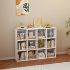 OSCHF 12-Cube Storage Shelf Bookcase - Wooden 3-Tier Floor Standing Open Bookshelf for Home and Office, Display Cabinet, Warm White