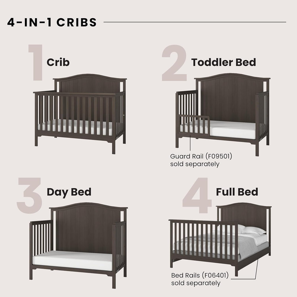 Child Craft Hampton Arch Top Crib, Changing Table, and Cozy Glider Nursery Set, 3-Piece, Includes 4-in-1 Convertible Crib, Changing Table, and Cozy Glider, Grows with Your Baby (Dapper Gray)