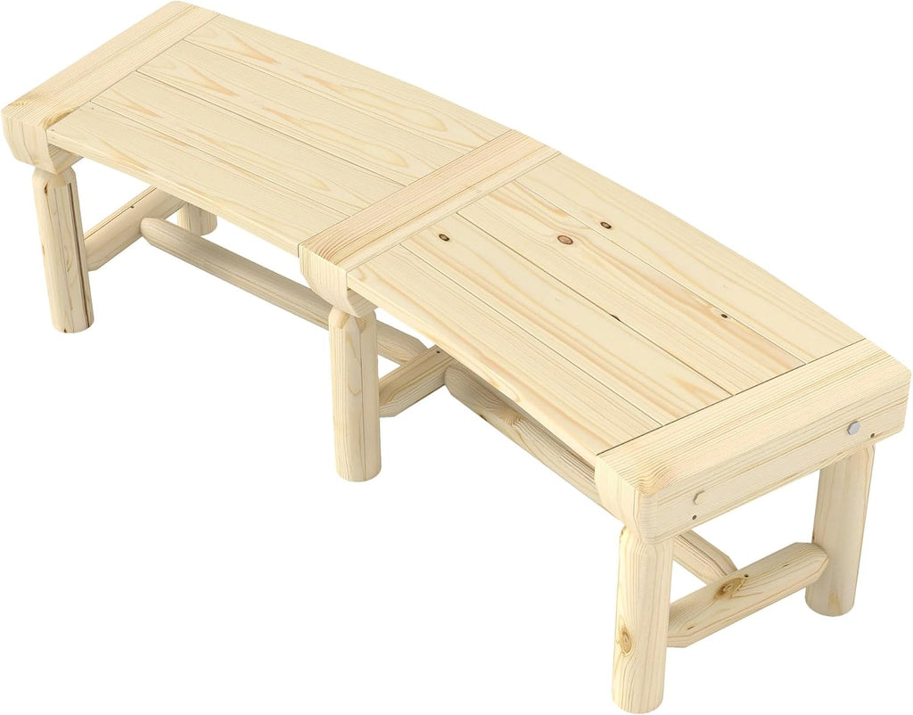 Tree Bench, Natural Wooden Semicircular Garden Bench Half Round Wrap Around Outdoor Park Bench with Wood Frame for Yard Patio Deck Lawn Backyard Seating