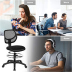 DORTALA Mesh Drafting Chair, St&ing Desk Chair w/Footrest Ring, Adjustable Height Chair Mid Back Tall Office Chair for Home Office, Black