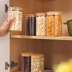 Moretoes 6Pack 1qt Glass Storage Containers with Bamboo Lids, Airtight Pantry Storage Jars for Flour, Sugar, Dry Goods
