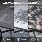 63”x37.8” Metal Outdoor Dining Table for 6,Rectangular Patio Dining Table with Adjustable Umbrella Hole,All-Weather Black Outdoor Patio Table for Porch, Garden