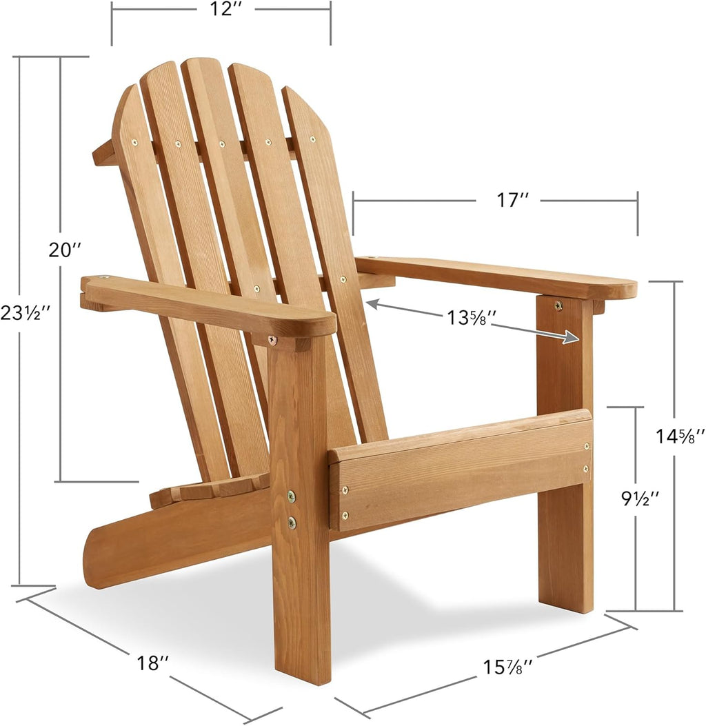 Casafield Children's Adirondack Chairs, Set of 2 Cedar Wood Outdoor Kid's Chairs for Patio, Deck, Lawn and Garden, Partially Pre-Assembled - Natural