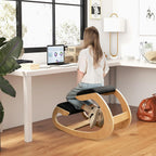 Giantex Ergonomic Kneeling Desk Chair, Rocking Knee Chair with Cushion & Solid Wood Frame, Natural Relief for Neck or Back Pain, Posture Chair for Desk, Home, Office, Max Load 330 Lbs (Black)