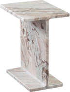 Steve Silver Furniture Irma I-Beam Toronto Brown Marble End Table, Living Room Piece, Side Table, Modern Design, 15"" L x 12"" D x 18.25"" H, Brown