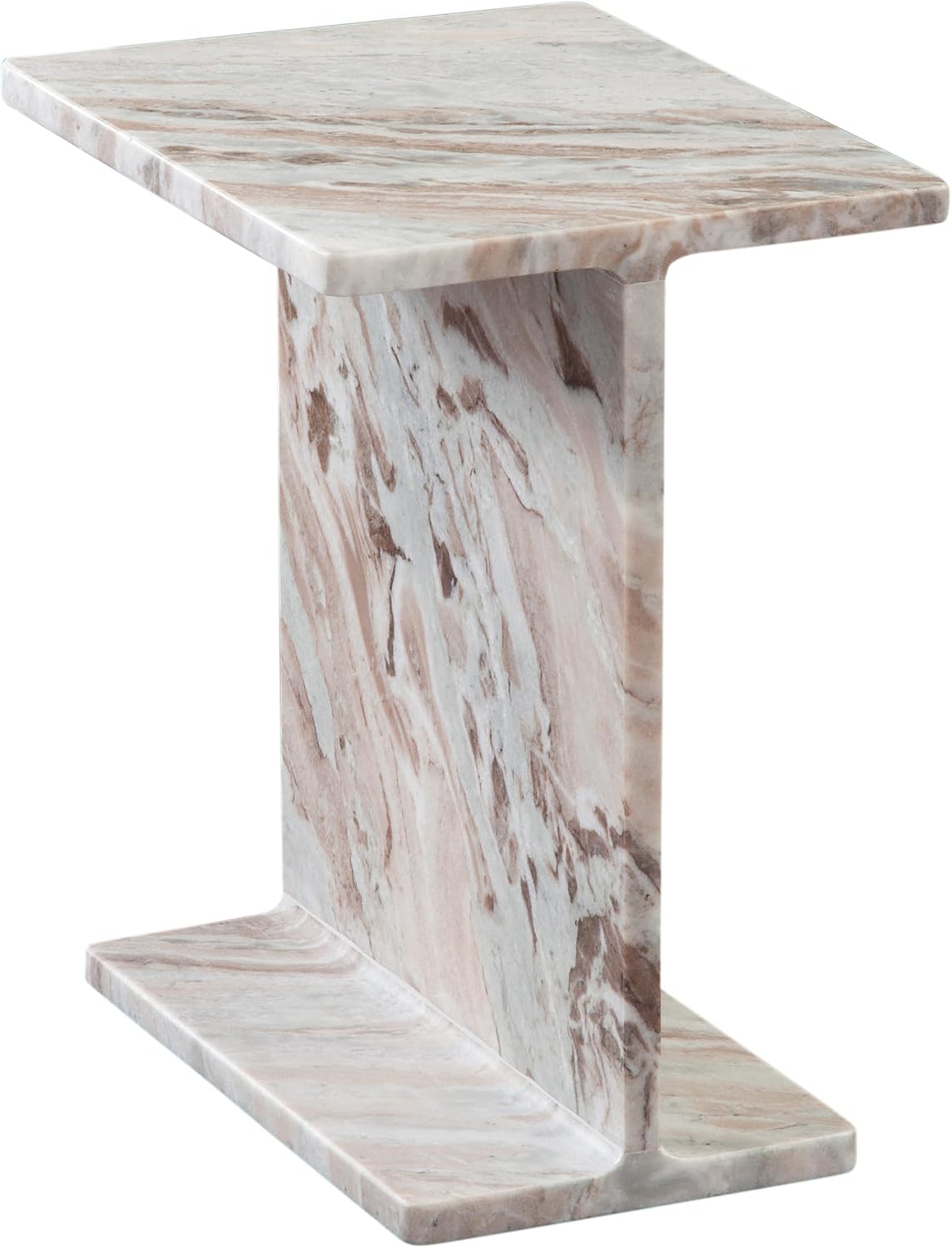Steve Silver Furniture Irma I-Beam Toronto Brown Marble End Table, Living Room Piece, Side Table, Modern Design, 15"" L x 12"" D x 18.25"" H, Brown