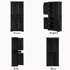 71" Tall Kitchen Pantry Cabinet with 3 Pull Out Organizers, Black Storage Cupboard with 6 Door Shelves, 2 Drawers, Freestanding Pantry for Kitchen Dining Room (Black)