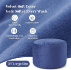 ACH Bean Bag Chair for Adults and Teens - 3ft Memory Foam Floor Chair, Perfect for Dorms, Gaming & Relaxing, Machine Washable Velvet Cover (Blue-Medium)