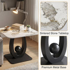 Modern Side Table with Sintered Stone Top, Small End Table with Open Storage Shelf Coffee Table Narrow Bedside Tables for Living Room, Bedroom, Couch, Nightstand(Black2,19.7"x19.7"x21.7")