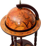17" Wooden Globe Wine Rack, Wooden Globe Wine Bar Stand, Freely Movable Stable Liquor Bottle Shelf, Nautical Chart Wine Storage Cabinet, 16th Century Retro Wine Cupboard, Retro Brown