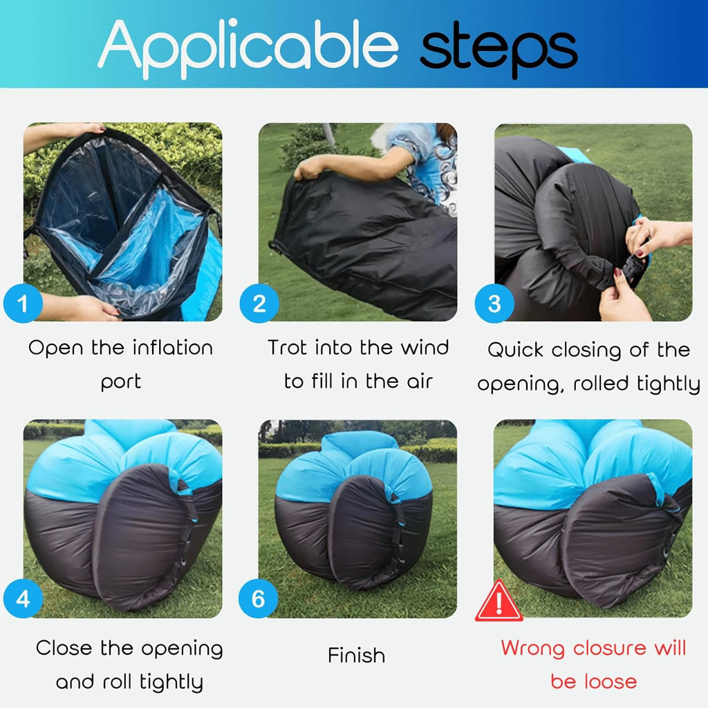 Inflatable Lounger Air Sofa Hammock, Inflatable Couch for Camping, Perfect for Beach Chair Waterproof Anti-Air Leaking Pouch Couch Air Chair for Outdoor, Beach, Hiking (Purple)