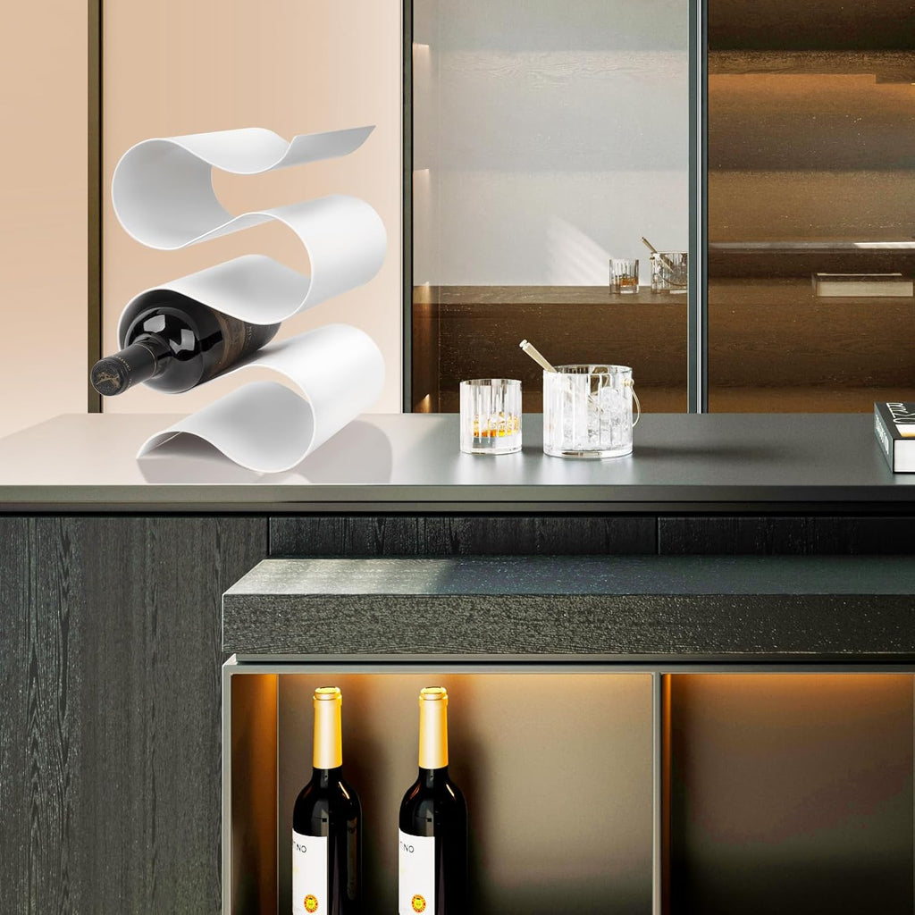Wine Rack Countertop, Freestanding Creativity Modern Small Wine Holder, Tabletop Wine Stand for Kitchen Wine Bar Inside Cabinet, Pantry Decor-5 Bottle