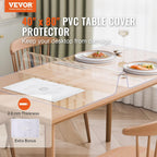 VEVOR Plastic Table Cover, 40 x 80 Inch 2.0 mm Thick Rectangle Clear PVC Mat Protector, Waterproof & Easy Cleaning Desk Pad Tablecloth, for Office, Dresser, Dining Room, Night Stand
