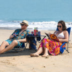 Romswi 2 Pack Lightweight Low Beach Chairs with Breathable Mesh Back, 6LBS Folding Portable Sand Chairs with Cup Holder, Heavy Duty 300lbs Capacity for Camping & Outdoor Use, Blue