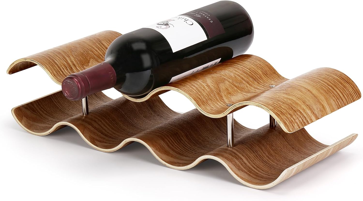 Table Wine Rack Countertop Freestanding Wine Racks & Cabinet 2 Tier 7 Bottles Wave Willow Wood Champagne Rack