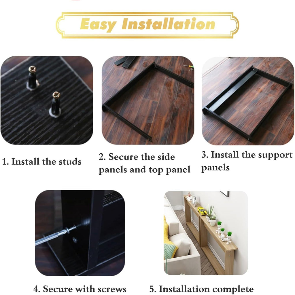 Brown Behind Couch Sofa Tables Narrow Long Skinny, Compact Small Side Table with Storage, Rectangular Entryway Table for Entrance/Apartment/Hallway(W 10cm/4in,L 120cm/47in)