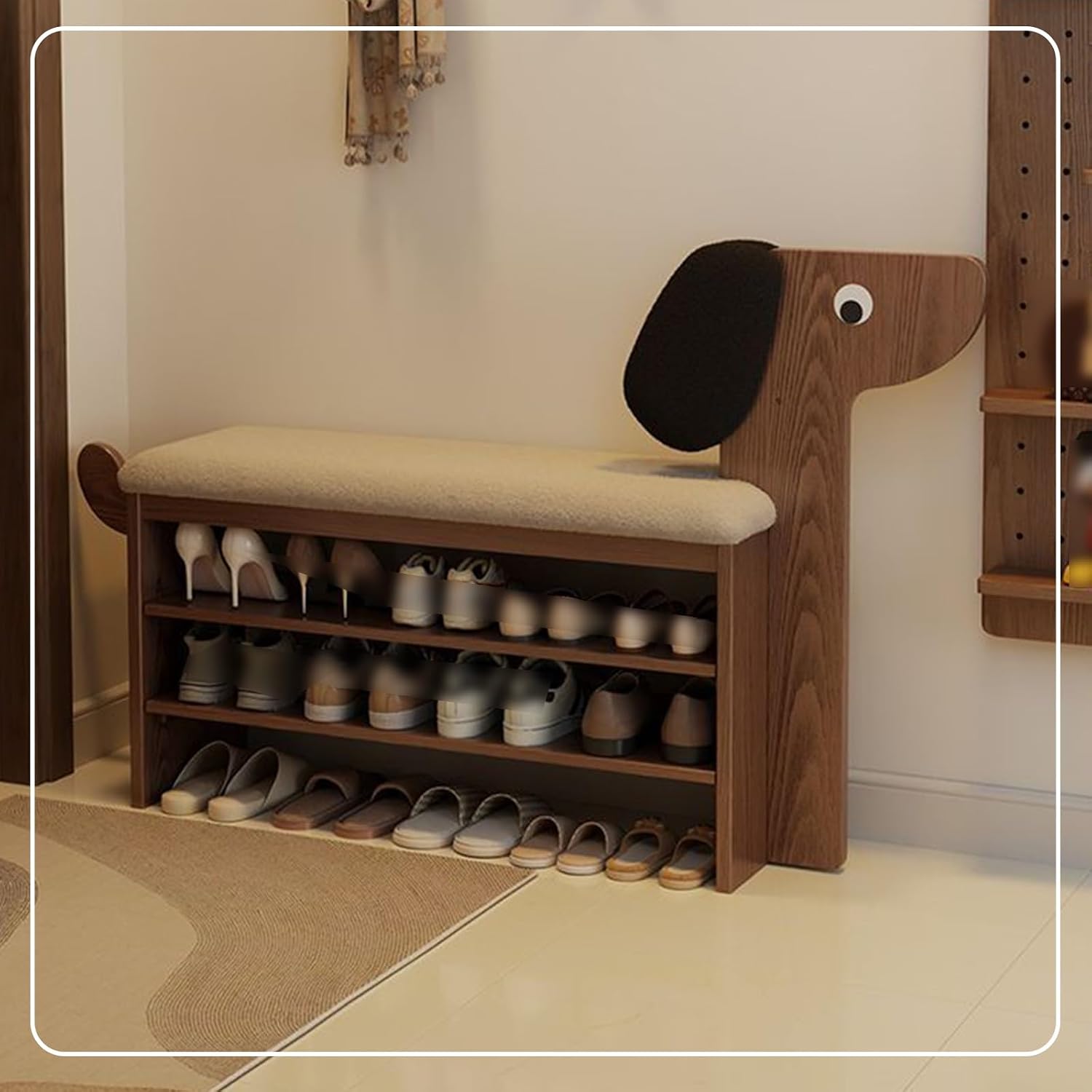 Wooden Entryway Bench,shoe changing bench,with Comfortable Padded Seat Cushion,seat depth 32cm,Stable Structure,Space Saving Stools,for Hallway, Closet, Living Room(Natural,A-80x42cm/31.5x16.5IN)