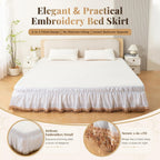 Wrap Around Ruffle Bed Skirt, Queen Size Beds Skirts, Bedskirt Elastic Dust Ruffled with Adjustable Belts, Tassel and Embroidered Bed Frame Cover (Tassel, 59"×79")