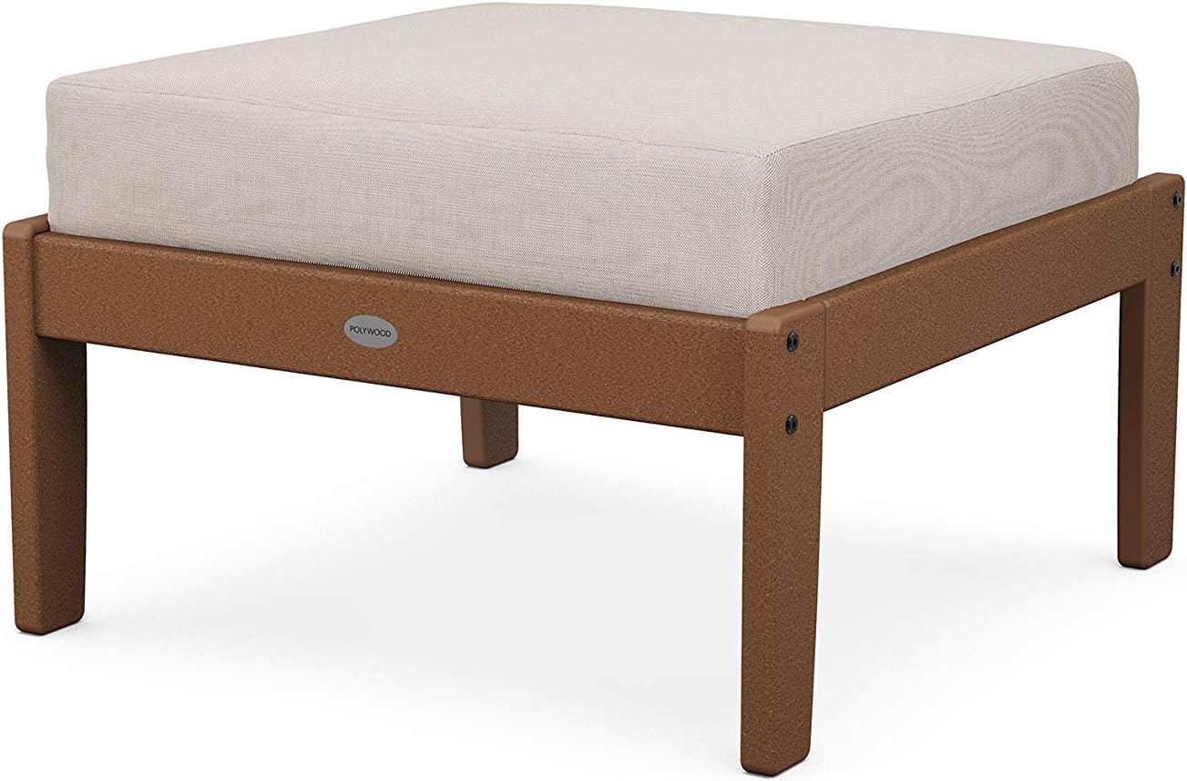 POLYWOOD® Braxton Ottoman, Teak/Dune Burlap