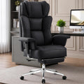Office Desk Chair, High-Back Big and Tall Leather Chair with Footrest, Ergonomic Reclining Computer Chairs, Comfy Executive Wide Chair with Lumbar Support, Adjustable Padded Armrests, 400LBS (Black)